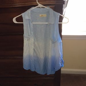 Ombre blue button up tank or vest